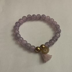 HANDMADE STONE STRETCH BRACELET WITH DANGLE 