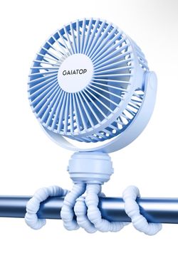 Gaiatop Mini Portable Stroller Fan, Battery Operated Small Clip on, Detachable 3 Speed Rechargeable