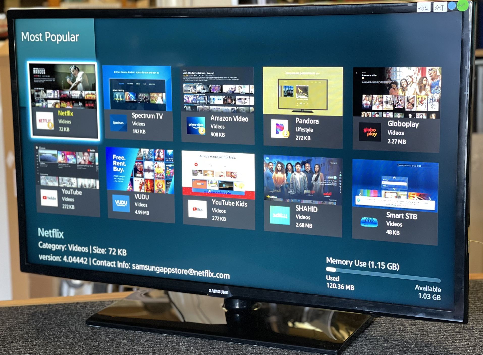 40" Samsung Smart TV with 90-day labor and parts warranty