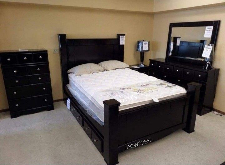 Mirlotown Black Storage 4 Pieces Bedroom Set Same Day Delivery