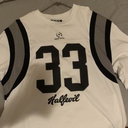 Half Evil “333” Football Jersey Long Sleeve – White/Gray