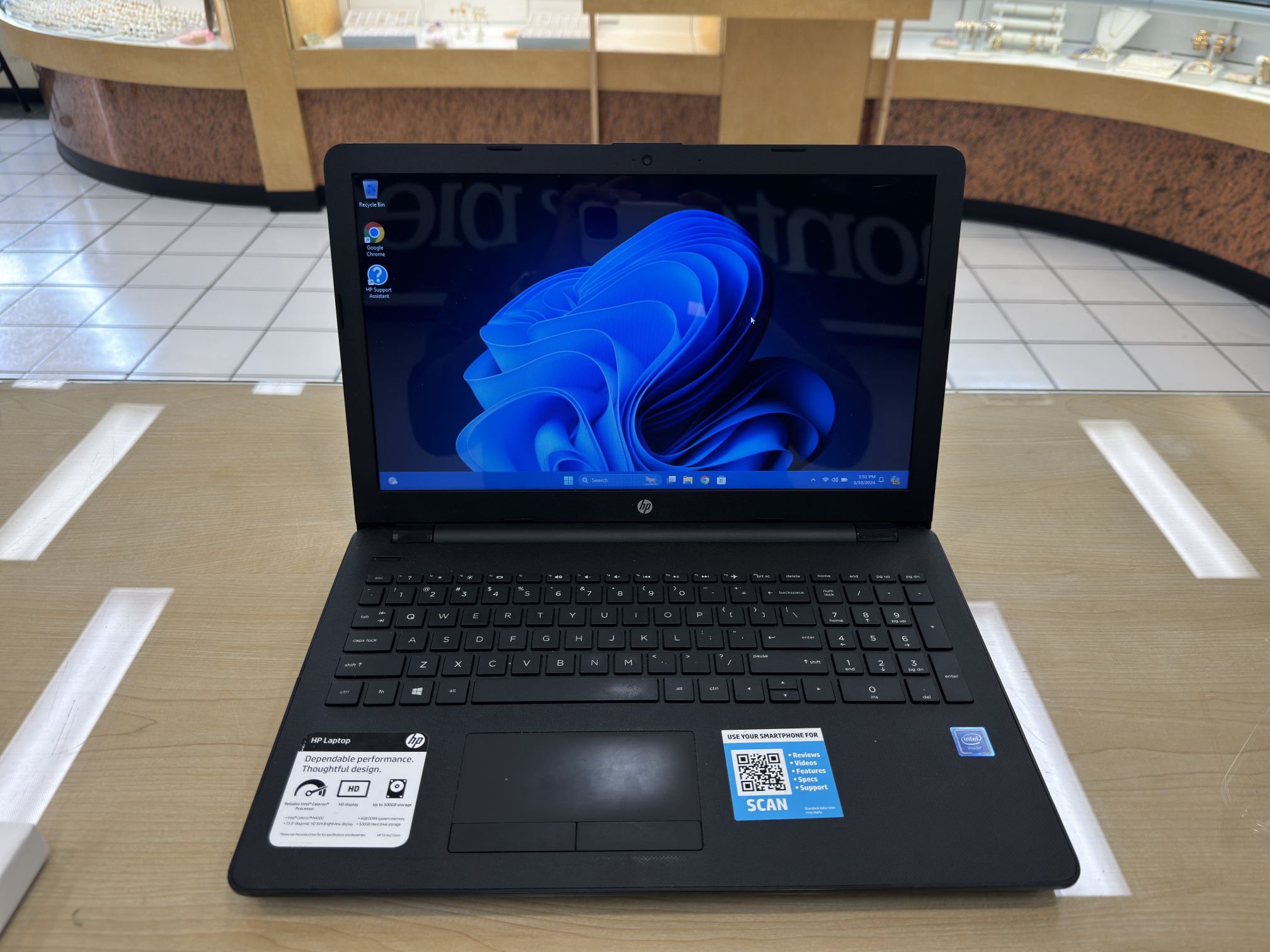 HP Laptop Windows 11 HD 15.6” Display 500GB 4GB RAM 15-bs212wm Cheap Economic Basic