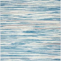 New. Nourison Jubilant 5'.3"×7'.3"Abstract Blue Area Rug, Easy Cleaning, Non Shedding