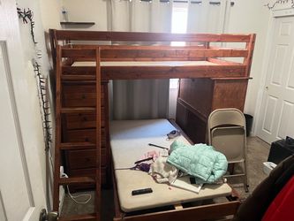 Bunk beds with desk and drawers