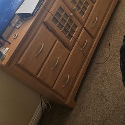 Real Wood Dresser/ Media Stand Plus Wood Night Stand