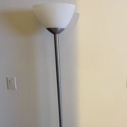 2 Silver & White Pole Lamps 