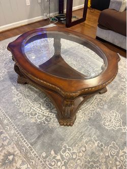 Glass wood table