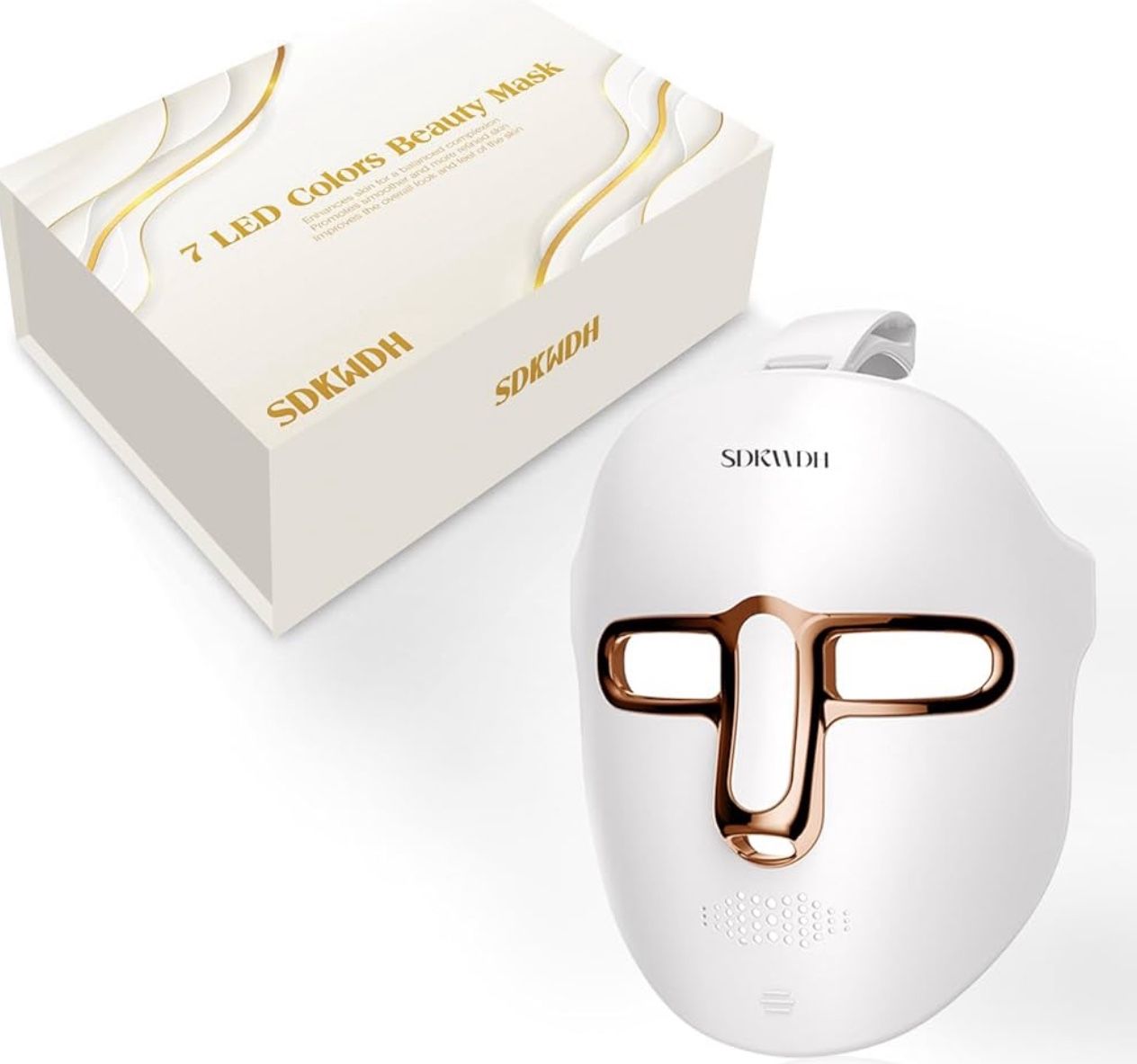 Red Light Therapy Mask for Face, Led Face Mask Light Therapy, 7 Colors LED Facial Skin Care at Home, Gold