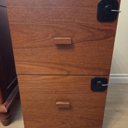 Teak 2 Drawer Filing Cabinet with Locks