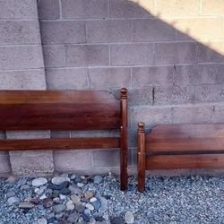 Vintage Solid Wood Full-sized Headboard and Footboard