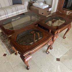 Colonial Style Coffee Table + 2 Matching End Tables