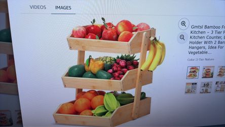 Bamboo 3 Tier Stackable Fruit Storage Counter /Nature