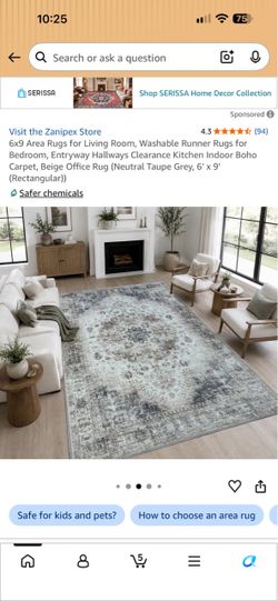 Zanipex 6x9 Washable Boho Area Rug