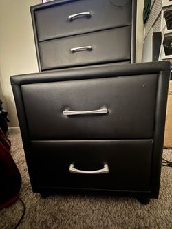 Black Leather Nightstand