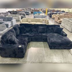 Black corduroy modular living room sectional sofa