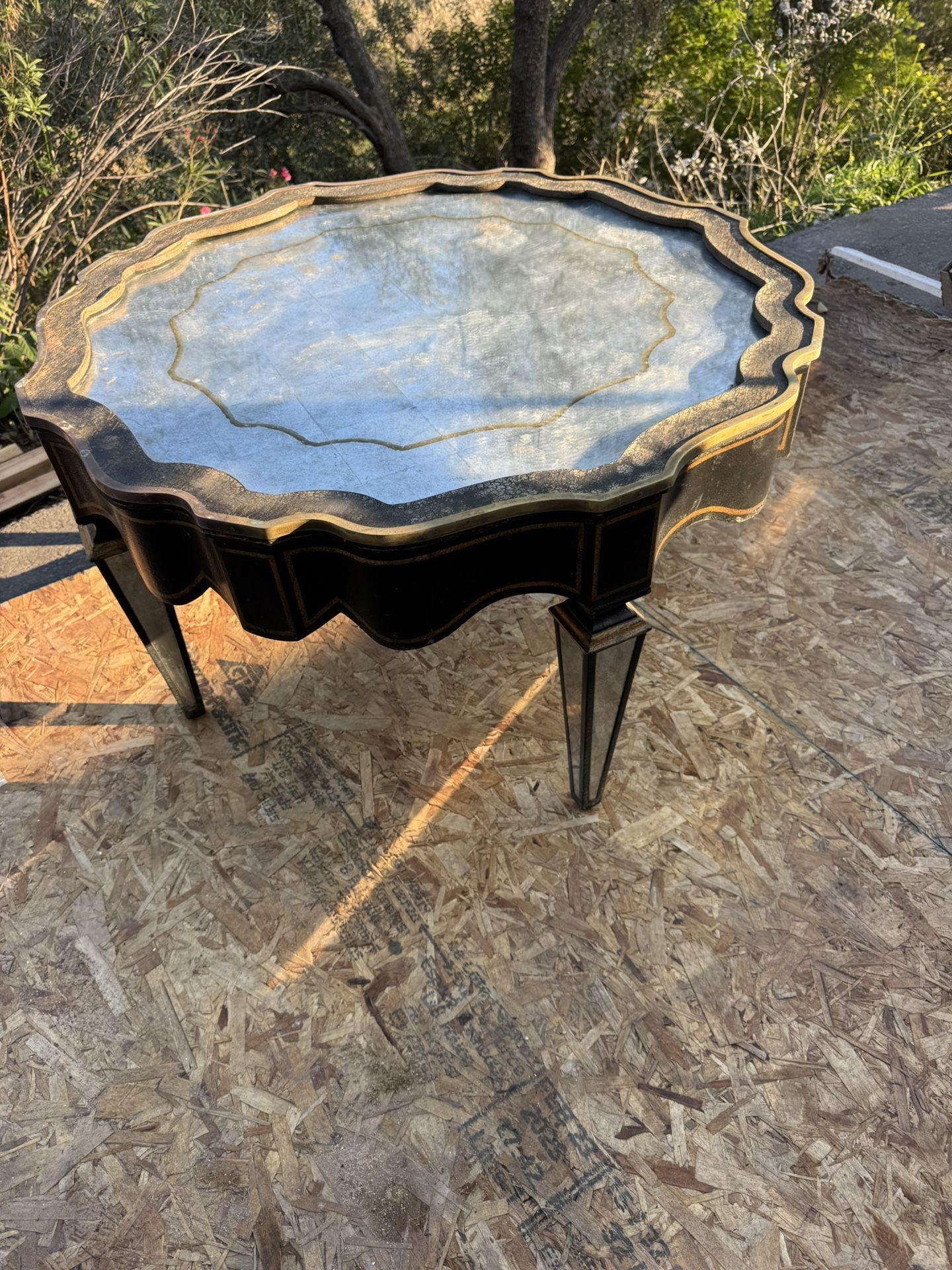 Johnathan Richard’s Black Gold Vintage Mirror Top Coffee Table 