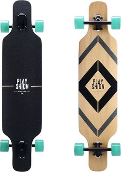 Playshion Longboard – 39 inches, skateboard with ABEC-11 ball bearings, drop through, etc