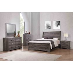 4 PCs Bedroom Set Dresser Mirror Queen Bed & Nightstand. ( FINANCING OPTIONS )
