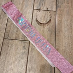Birthday Tiara Crown With Sash 