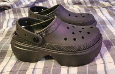 Crocs Stomp Clog Black Platform Shoes Size 8