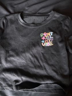 Black Graphic Crop T-Shirt Don't Kill My Vibe