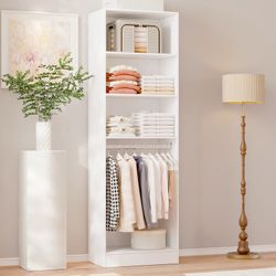 79" Closet Storage System, Wardrobe With Storage Compartments And Hanging Zone