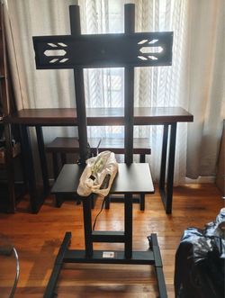 Floor TV Stand with Mount and Shelves