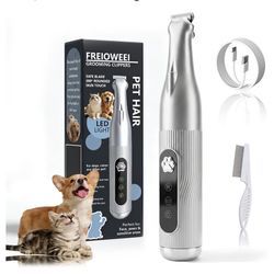 2026 New Dog Paw Trimmer with LED Light - Cordless Quiet Precision Groomer for Dogs & Cats, Low Noise Pet Shaver, IPX5 Waterproof, Effortless Trimming