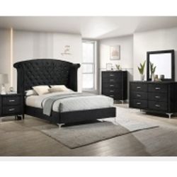 4- Pc Bedroom set Dresser,Mirror  Nightstand (1) Queen size bed frame  Not including Mattress and Box Sp