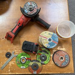 Milwaukee M18 Rapid Stop Grinder Kit + Battery + 60+ NEW Cutting/Grinding Wheels