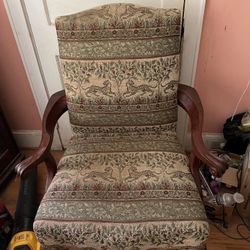 Upholstered Claw Foot Arm Chair
