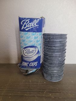 Vtg 12 Ball Zinc Porcelain Lined Caps Canning Jar Lids In Box Unused New