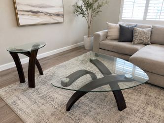 Modern 2-piece Glass Table Set – coffee table and end table