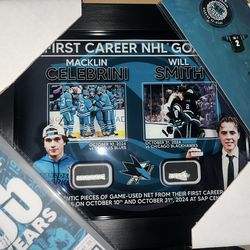 San Jose Sharks Macklin Celebrini & Will Smith First Career NHL Goals of Game-Used Nets