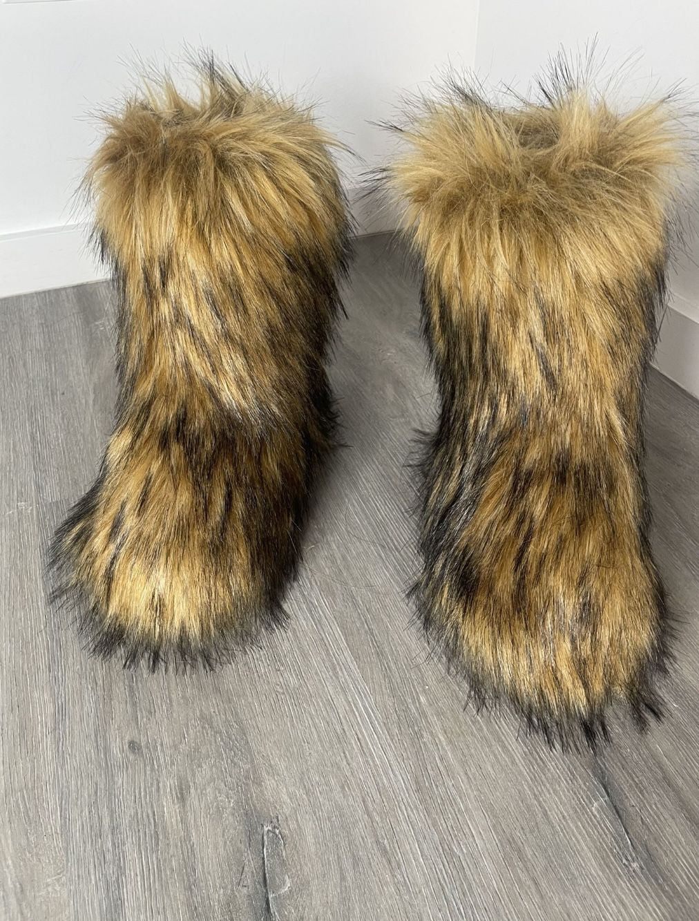Brown Vegan Fur Boots Sizes 6.5,7,10.5,11,11.5,11, 12 Message Your True Size