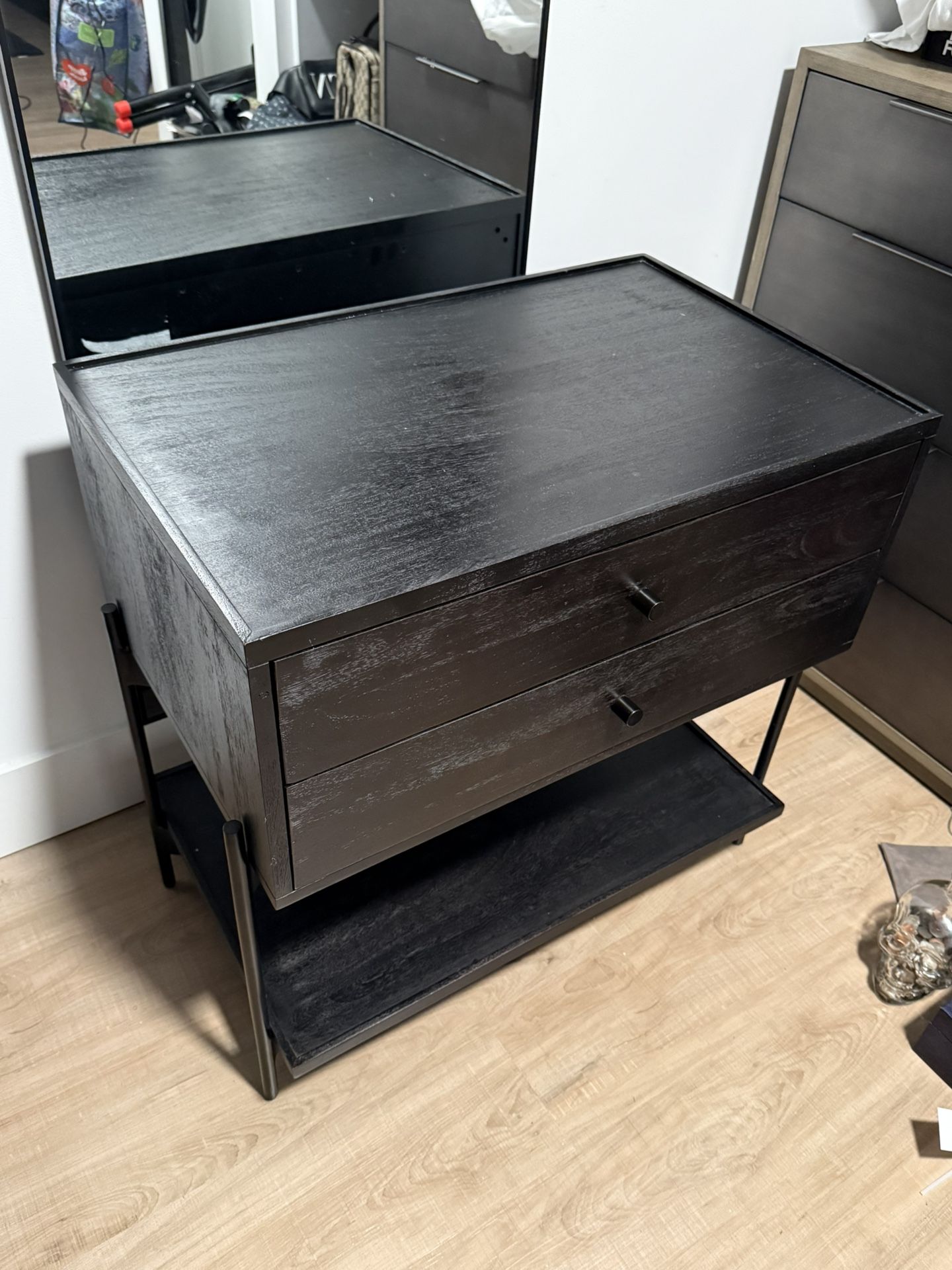 Crate And Barrel Black Nightstand