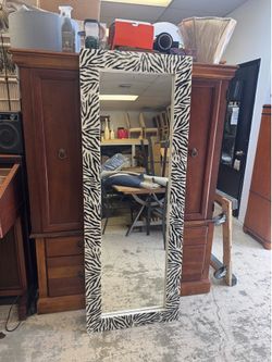 Animal print Zebra floor mirror 26” x 71”