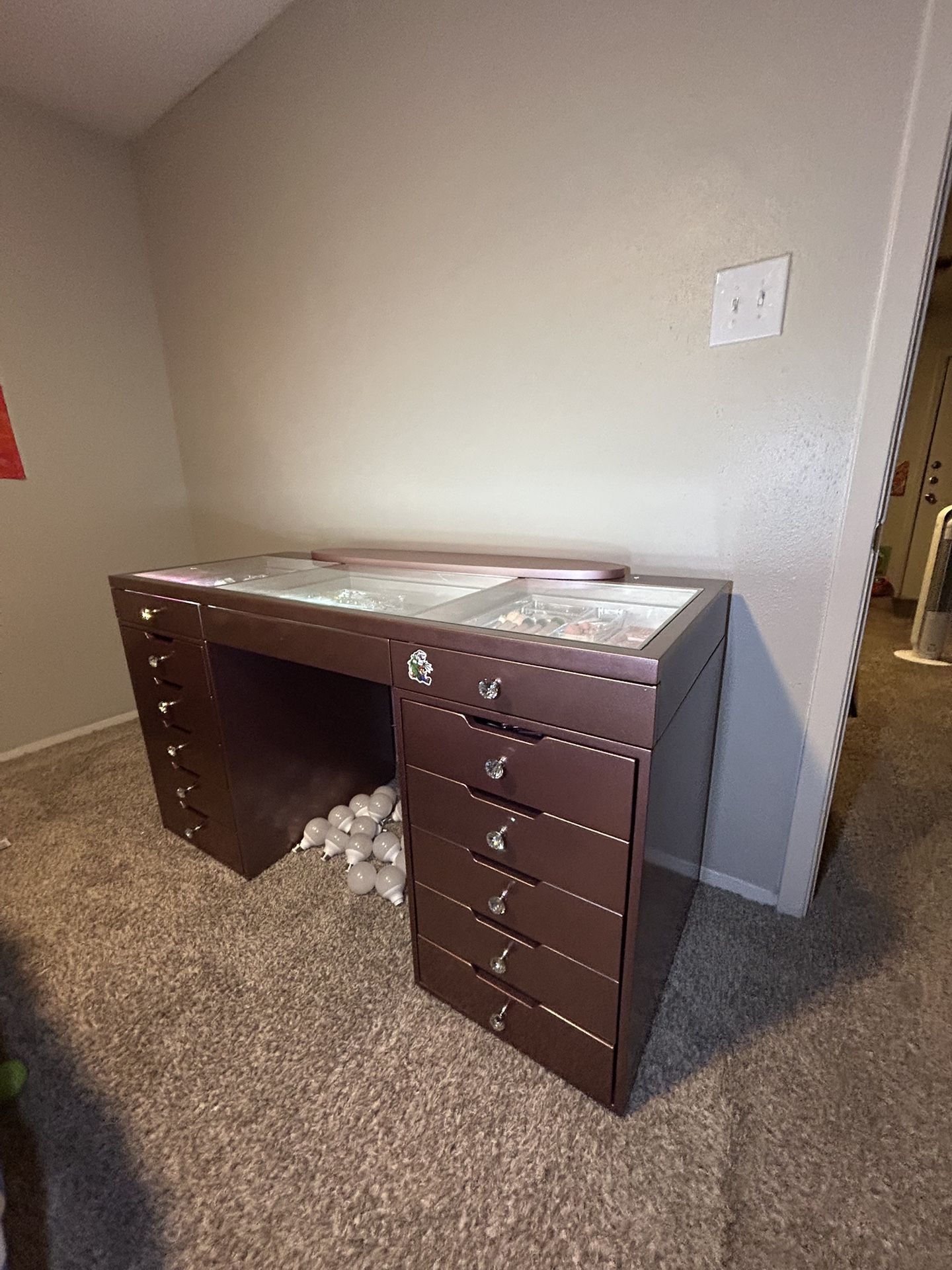 ROSE GOLD GLASSTOP VANITY