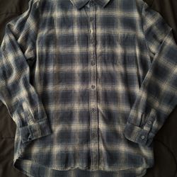 Navy Plaid Flannel Button Up