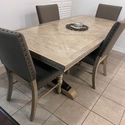 Driftwood Dining Room Table And 4 Chairs