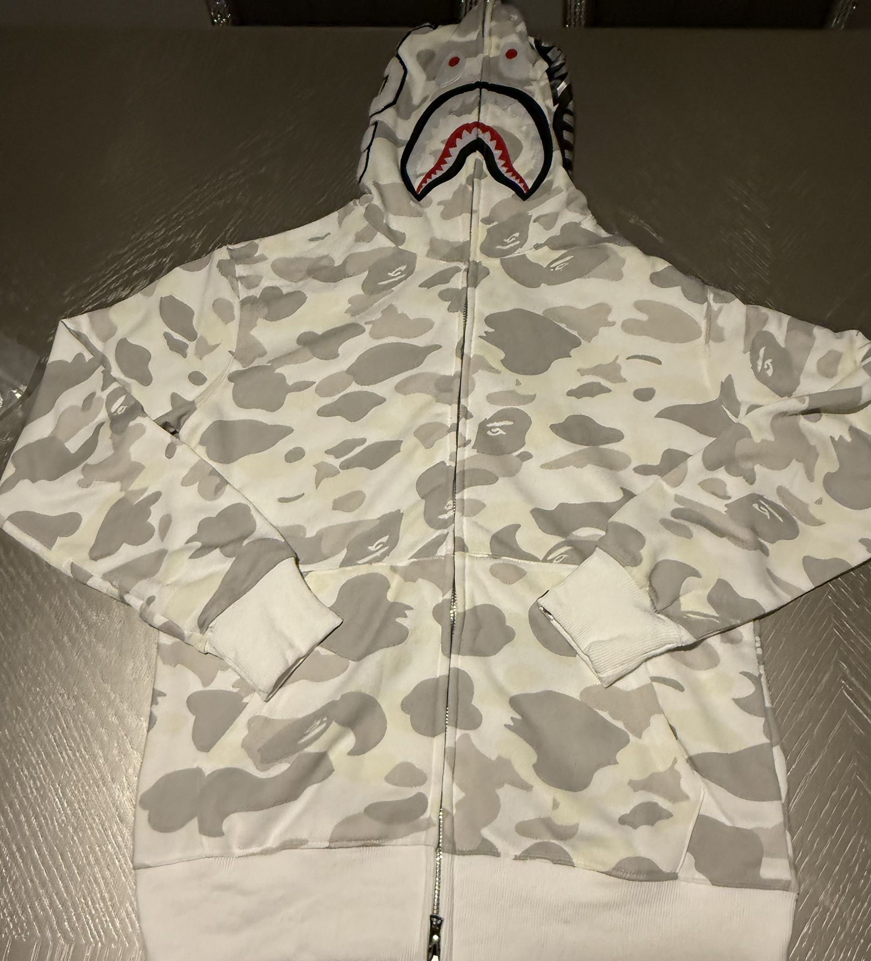 Bape Hoodie White Grey