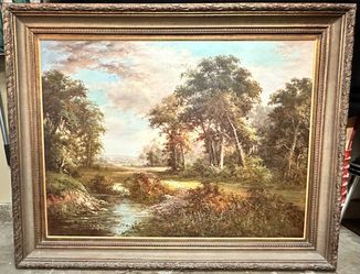 Large Vintage Framed Landscape Canvas Wall Art 46" x 58" Local Pickup