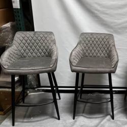 New In Box Set of 2 Velvet Fabric 26" Counter Height Bar Stools...available In White And Gray