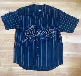 Revenge Pinstripe Baseball Jersey (Black)