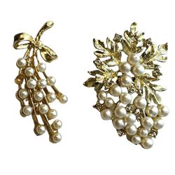 Vintage Pearl Gold Fashion Jewelry Brooch Pins 