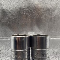 Bundle lot of 2 Snap-on FSM171 FSM181 Chrome Socket 18mm 6pt 3/8" Drive  17mm
