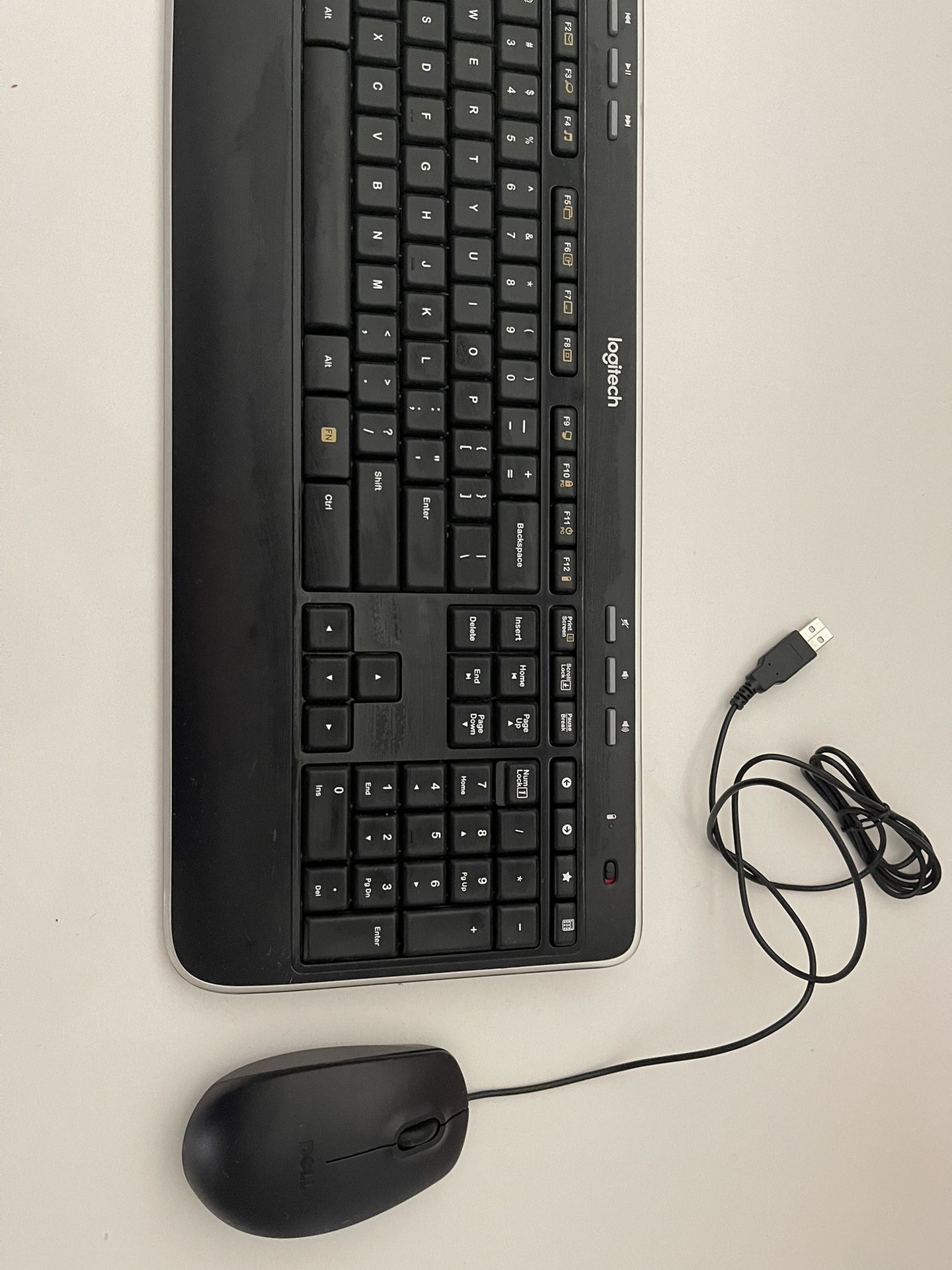 Logitech Keyboard And Wired Dell Mouse 