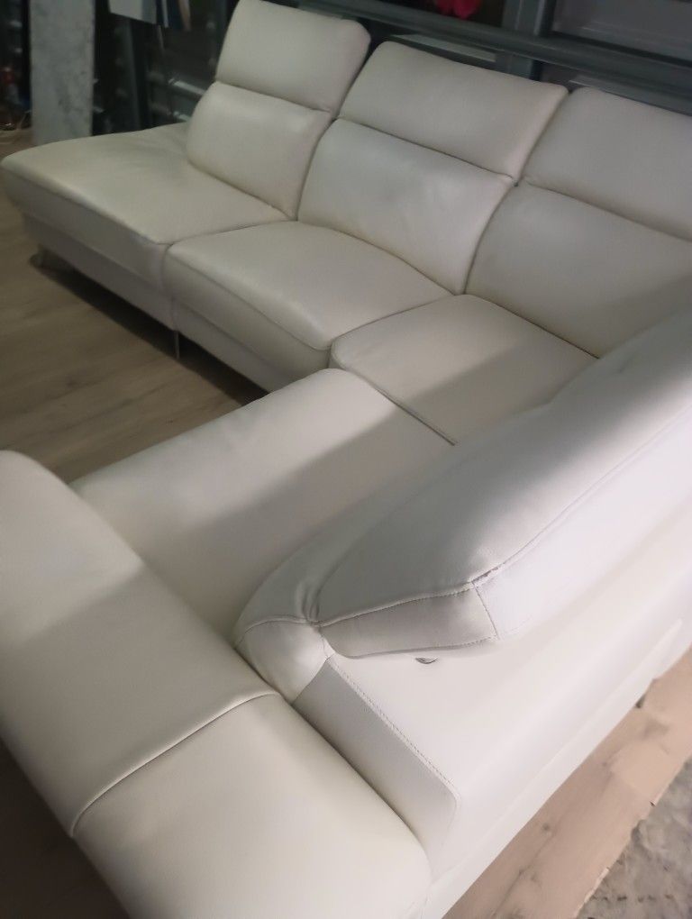 SECTIONAL GENUINE LEATHER RECLINER ELECTRIC WHITE COLOR.. DELIVERY SERVICE AVAILABLE π₯πβ
