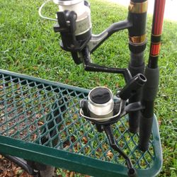 Two 7ft Fishing rod & Shimano Tx 4000 Quickfire II Dyna-balance Spinning  Reel, Mudville Catmaster & Stampede Rods, Fresh & Light Saltwater fish 