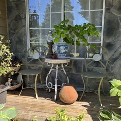 Metal Bistro French Butcher Table And Chairs Rustic Farmhouse Vibes